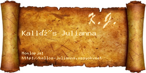Kallós Julianna névjegykártya